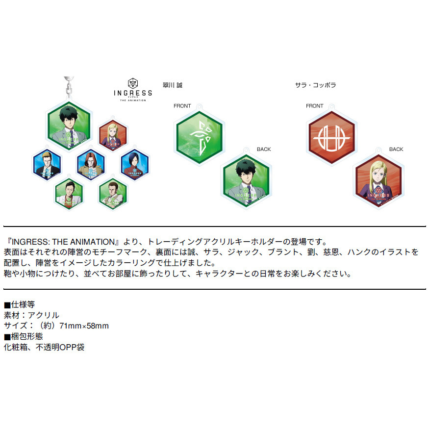 Ingress The Animation 交換亞加力膠匙扣 1盒7件 Ingress The Animation トレーディングアクリルキーホルダー 動漫產品 食玩及盒蛋 匙扣及掛繩