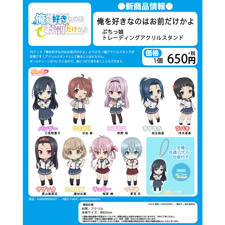 喜歡本大爺的竟然就妳一個 Petitkko 交換亞加力膠台座 1盒9件 俺を好きなのはお前だけかよ ぷちっ娘 トレーディングアクリルスタンド 動漫產品 食玩及盒蛋 插畫及色紙