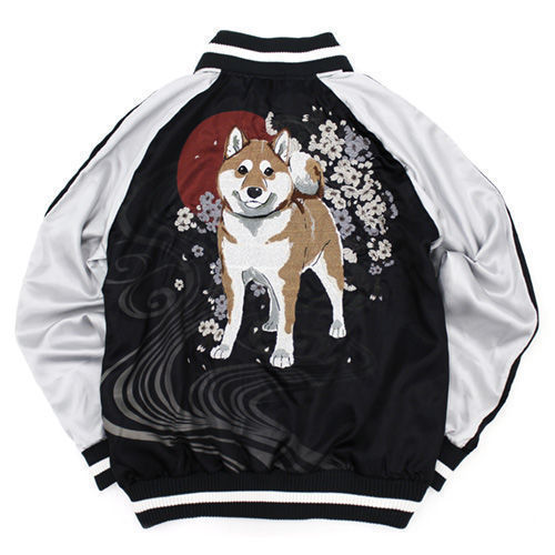 世界終結與柴犬為伴石原雄先生設計哈魯先生刺繡刺繡褸 世界の終わりに柴犬と石原雄先生デザインハルさん刺繍スカジャン Cospa