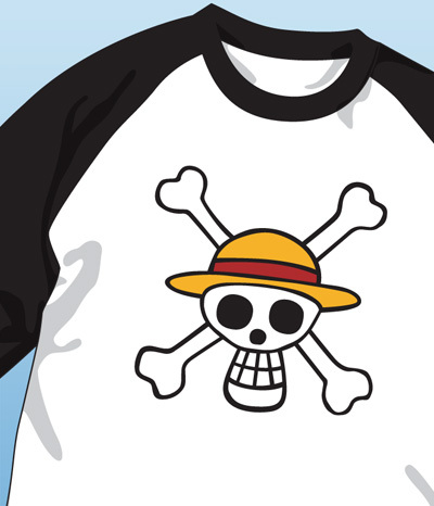 One Piece 海賊旗 長袖 黑 M ワンピース 海賊旗ラグランtシャツ ブラック M Cospa T恤 衛衣 掛畫