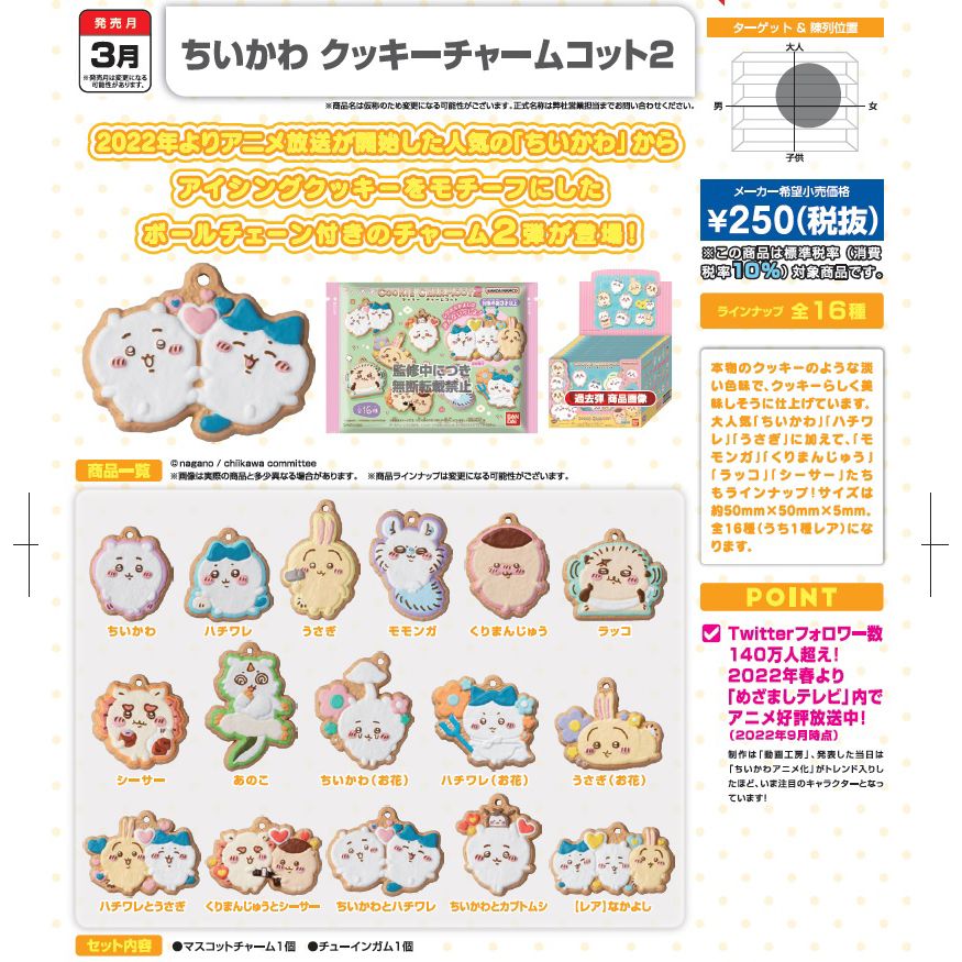 Chiikawa Cookie Charmcot 2 (1盒14件) | ちいかわ クッキーチャーム