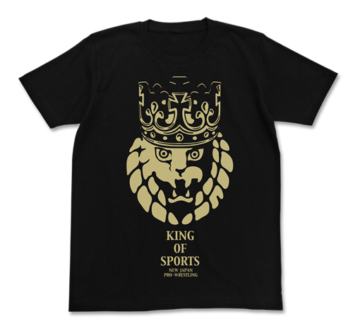 新日本職業摔角 Lion Mark皇冠ｔ恤 新日本プロレスリング ライオンマーク王冠tシャツ ブラック L Cospa T恤 衛衣