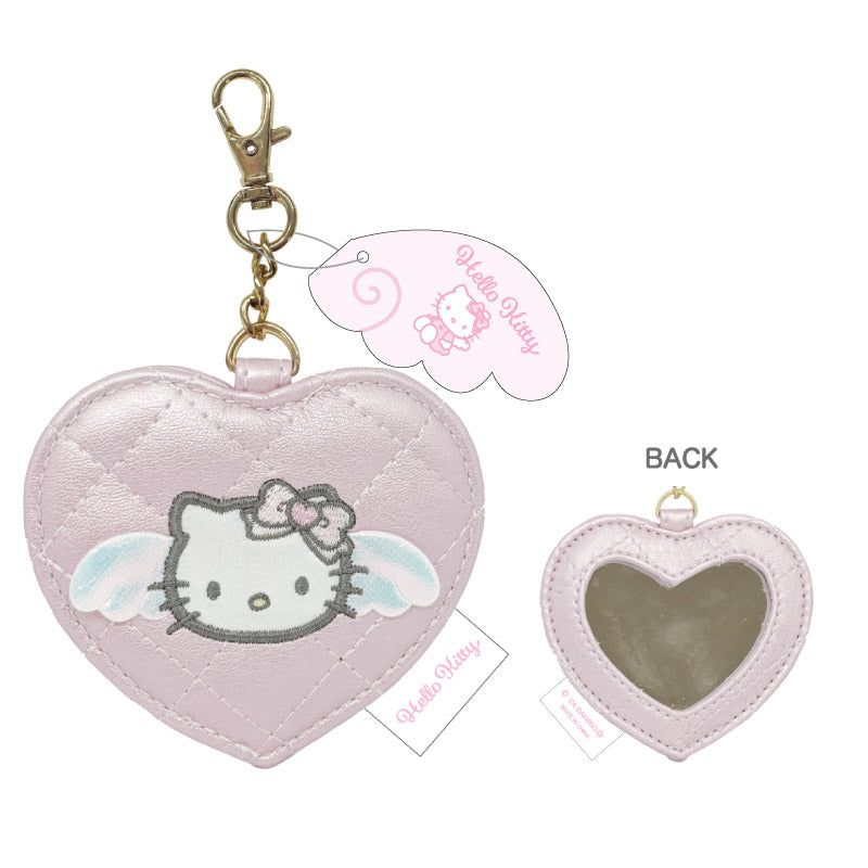 Hello Kitty Angel 絎縫 Heart 鏡子 粉紅色 | ハローキティ エンジェル 