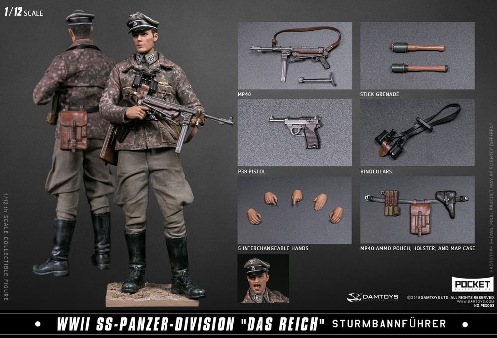 DAMTOYS PES003 1/12 POCKET ELITE SERIES WWII 第2SS裝甲師團 Das Reich 少佐 | DAMTOYS  PES003 1/12 ポケットエリートシリーズ WWII 第2SS装甲師団 ダス・ライヒ 少佐 | Figures | 可動 Figures |  6970569626857